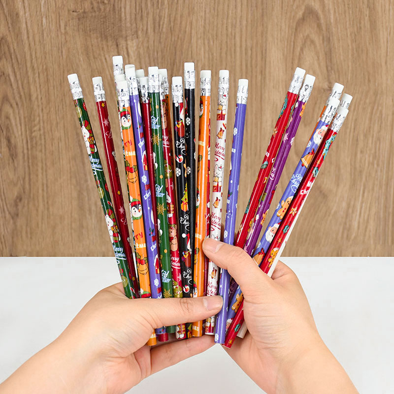 12/24Pcs Football Wooden Pencils Kids Soccer Sport Theme Birthday Party Favors Boy Back To School Pinata Fillers Supplies: M / Light Grey