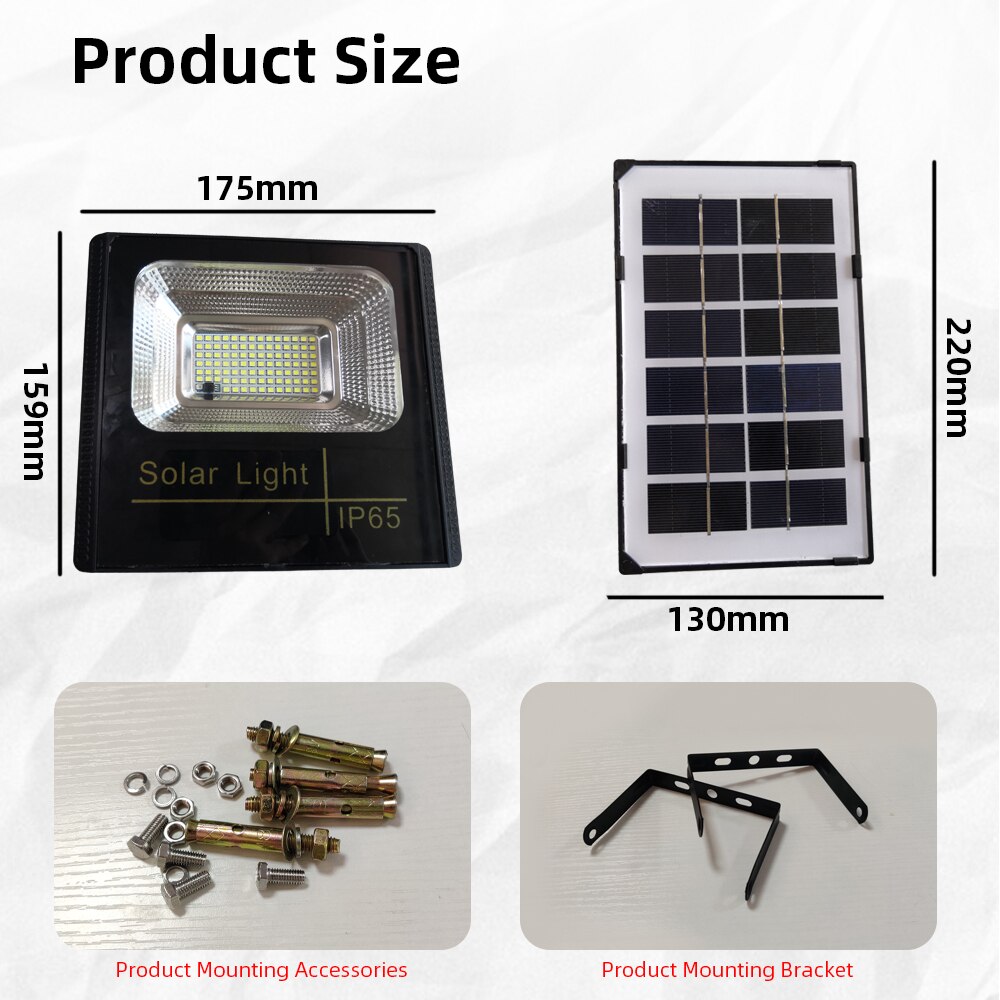 25W Solar Remote Control Flood Light Outdoor LED Lights 95 LEDs Waterproof Wall Lamp Security Lighting for Garden Fence Porch