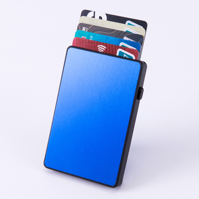 Rfid Kaarthouder Mannen Wallet Slanke Dunne Portemonnee Zwarte Kleine Mini Magic Portemonnee Mannelijke Smart Purse Minimalistische Holografische Portemonnee: Blue