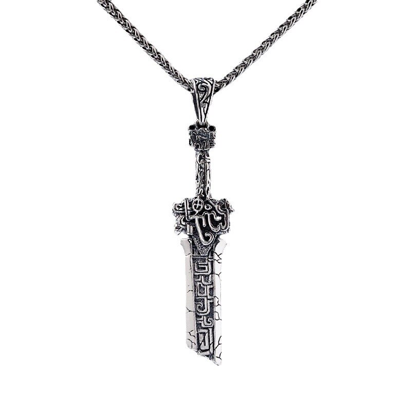 Mannen Zilveren Persoonlijkheid Retro Gebroken Zwaard Hanger Street Style Trend Ketting DZ0035
