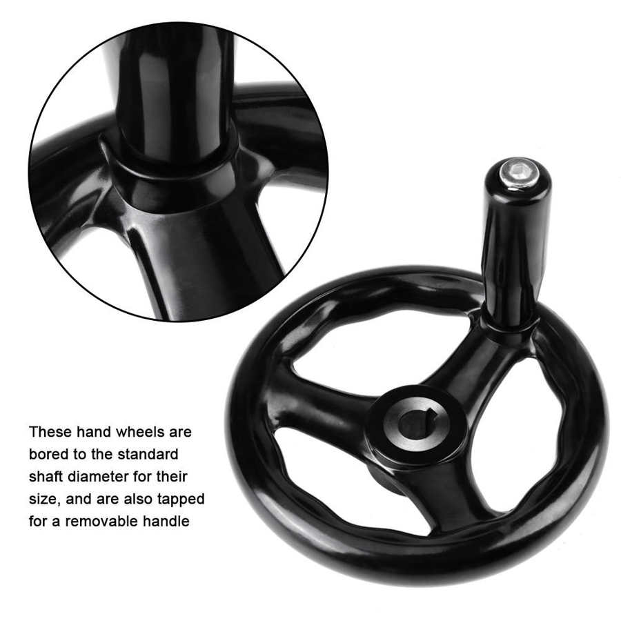 Accesorios para rectificadora, volante de madera de goma giratorio redondo con ranura 4/5, mango de máquina herramienta 100/160/200/250mm