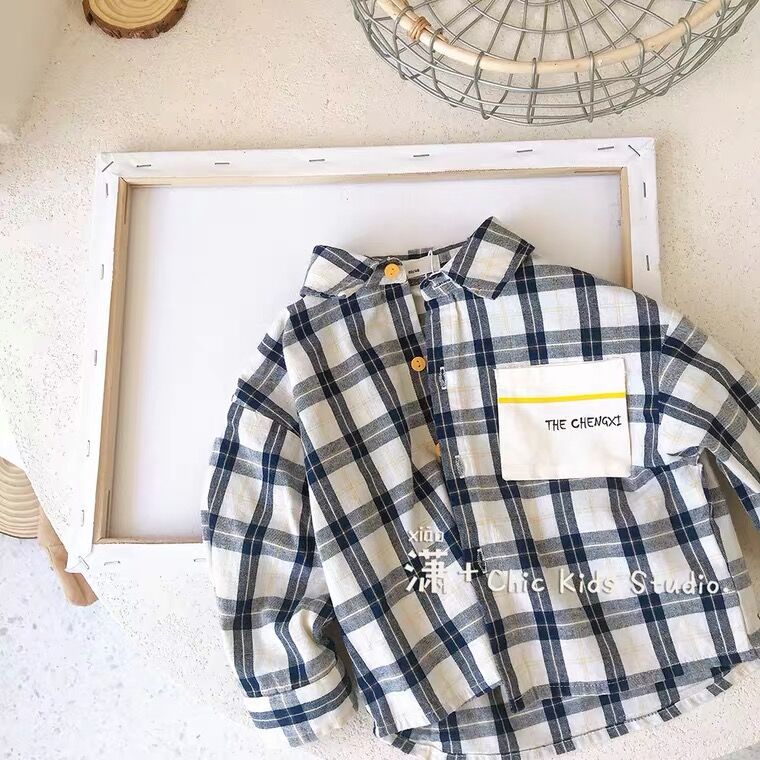 Lente Herfst Meisjes Jongens Casual Plaid Blouse Baby Kids Kinderen Lange Mouw