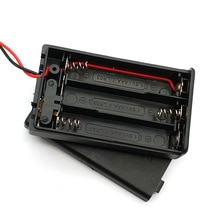 3 X Aaa Batterij Storage Box Cover Plastic Case Houder Met Aan/Uit Schakelaar & Wire Leads Voor 3 stuks Aaa Batterijen Zwart Gro
