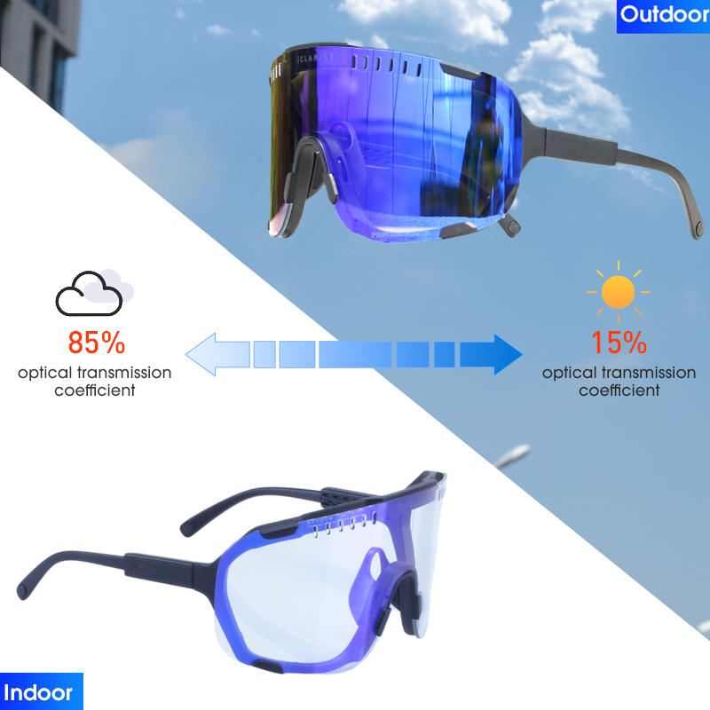 Origineel Verslindt Fotochromische Fietszonnebril Mannen Vrouwen Sport Mountainbike Fietsbril Mtb Brillen Verkleuring: Blauw