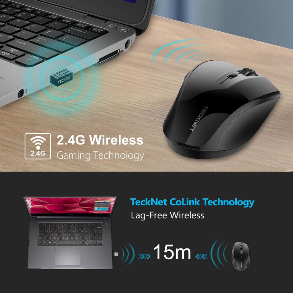 Tecknet Draadloze Muis M002 2.4Ghz Optische Draadloze Muis Usb Nano Ontvanger Voor Notebook Pc Laptop Computer 4800Dpi 6 niveaus