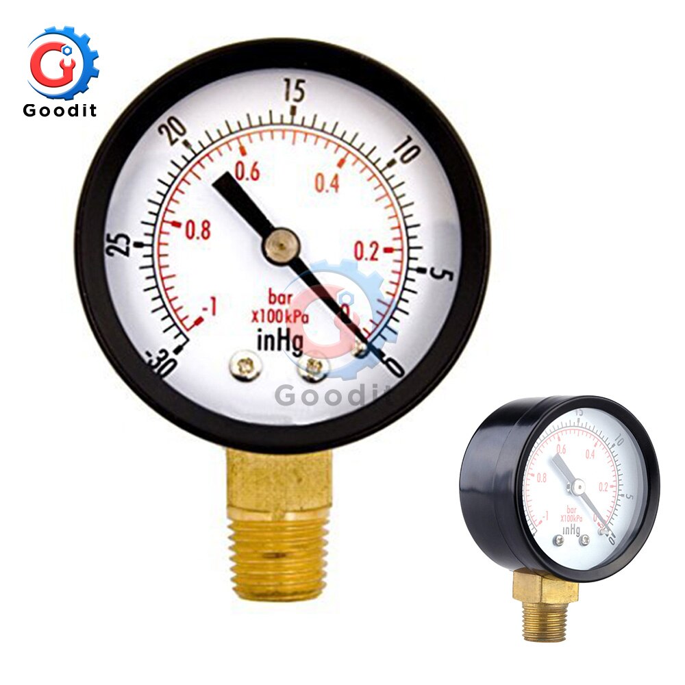 Bærbar måleur med dobbelt skala 1/4 " 1/8 " npt  -30hg/0ps vakuumtrykmåler manometer urskive display trykmåler: Type 1