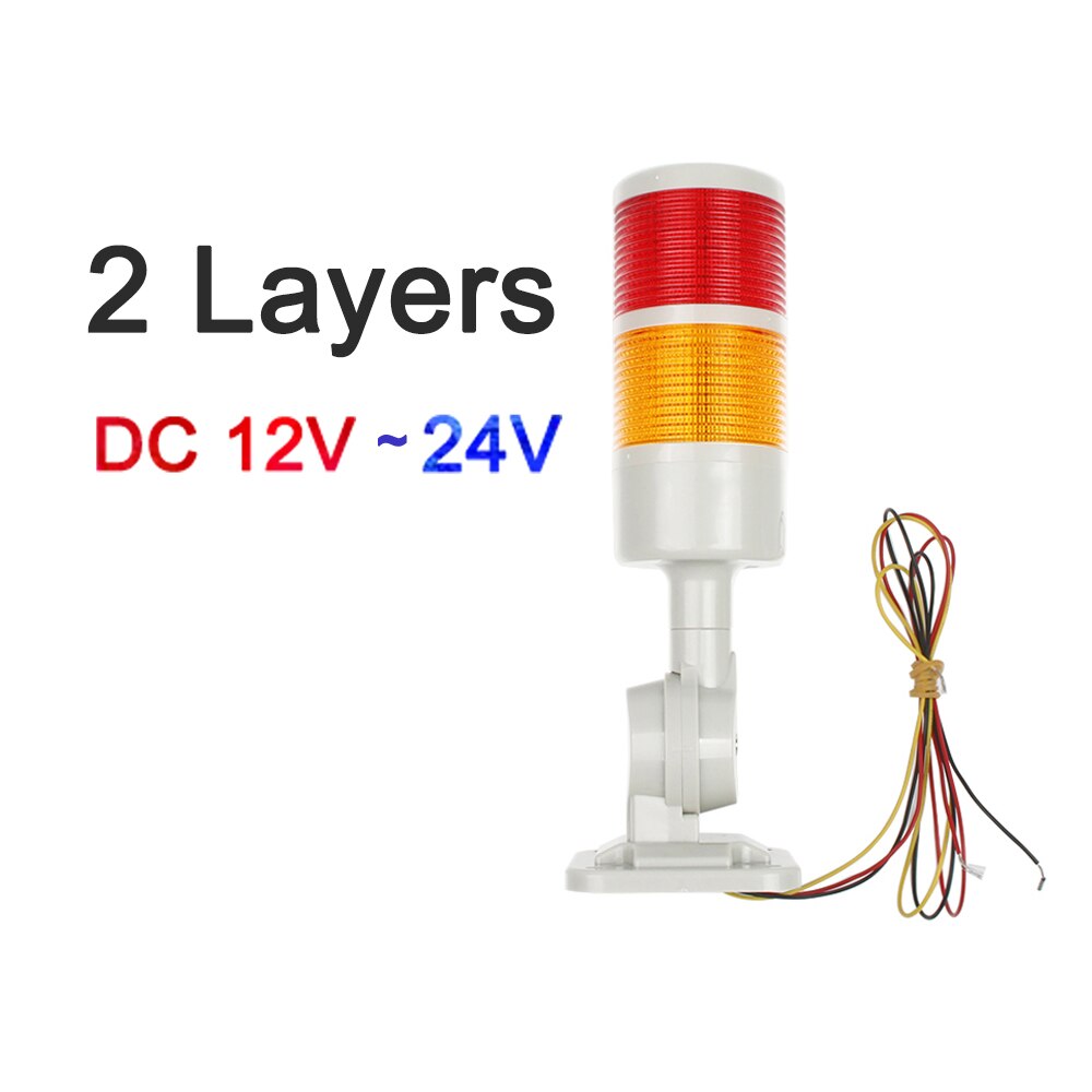 2 layers Rotatable 180 Stack light Red warning light industrial for CNC machine DC 24V 12V AC220V 110V Steady flashing light LED: DC 12V-24V