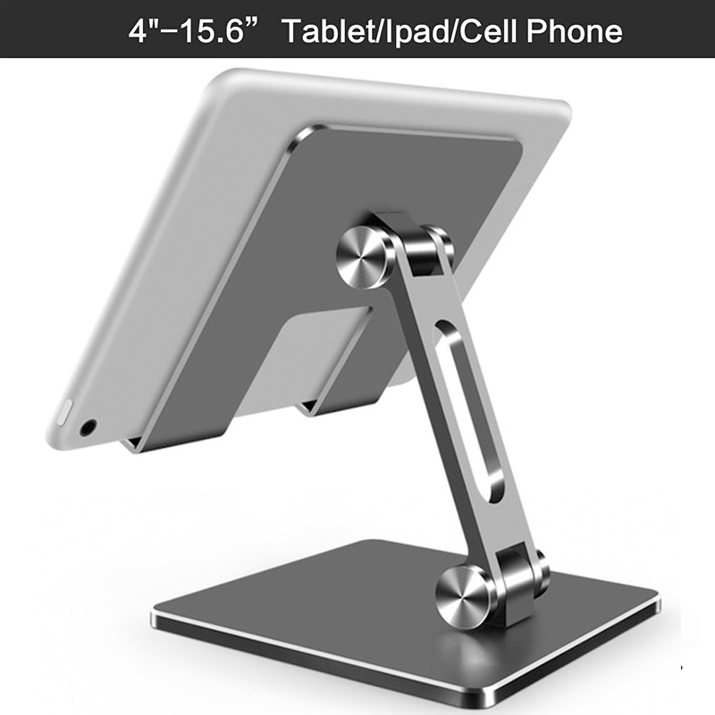 Long Arm Aluminum Alloy Tablet Stand Adjustable Folding iPad Stand Ergonomic 360°Rotatable Tablet and Phone Clamp Mount Holder: MT134 Gray