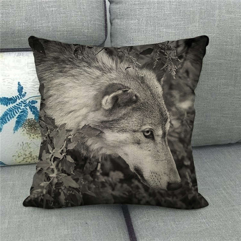 Poszewki na poduszki okrutna bestia wilk poduszka w kształcie zwierzęcia pokrywa 45x45cm dekoracja salonu domu pościel/bawełna poszewka na poduszkę Decor: 15