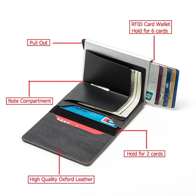 Mini Slim antifurto Clutch Single Box uomo donna portafoglio 2021 nuovo porta carte di blocco RFID Denim Business Pop-up custodia in metallo ID