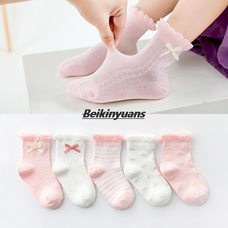 Baby Sokken Prinses Effen Gekleurde Bloemen Katoenen Mesh Boog Sokken Peuter Meisje Cuhk Korte Sok Kinderen Meisje Zomer Sokken
