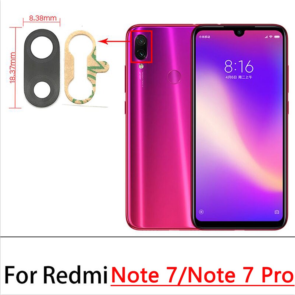 10Pcs/lot Redmi Note 10 Rear Back Camera Glass Len With Glue Sticker For Xiaomi Redmi Note 5 6 7 8 8T 9S 9 10 Pro Max Glass Lens: Note 7 7 Pro