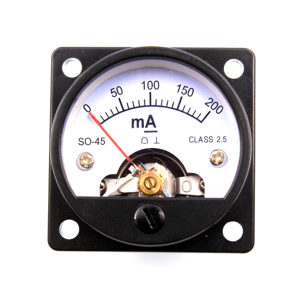 2PCS 45mm DC200mA Round Moving Coil Panel Meter Ammeter for Vintage 2A3 300B 6550 211 KT88 845 Tube Amplifier DIY