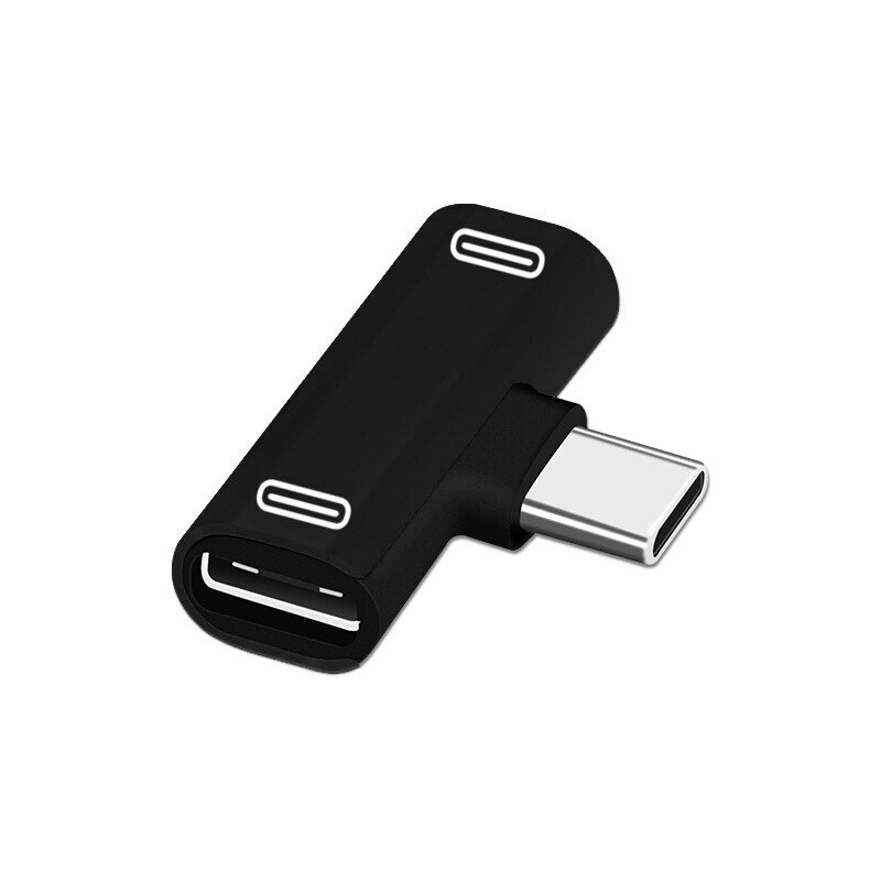 3 In 1 Type-C Adapter Splitter USB Type C Charging Cable Charger Earphone Converter for Xiaomi Huawei Redmi Headphone Adapter: Black
