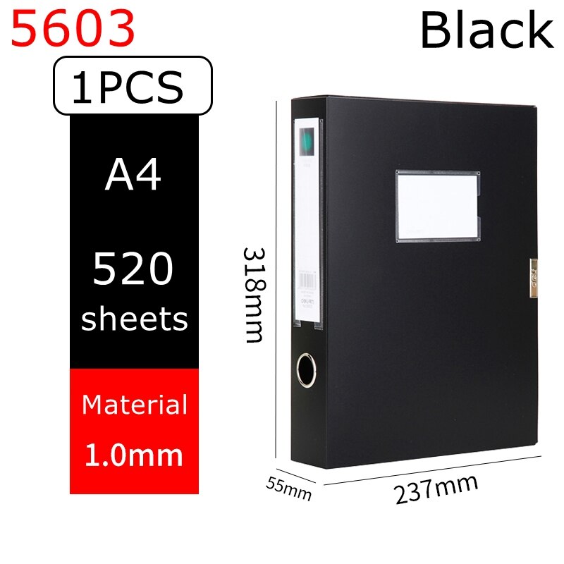 Deli 5603 file box A4 file folder documents storage bag storage box label box: 5603-BLACK