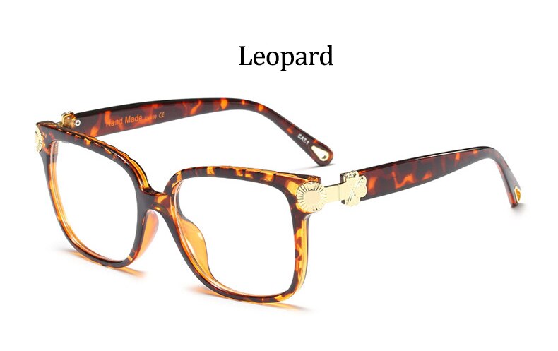 Transparent Square Women Glasses Trendy optical eyeglass frames Vintage computer Big Eyeglass Frame: Leopard