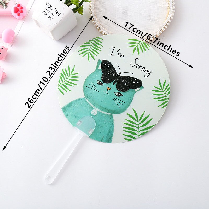 1 pièces Portable mignon dessin animé rond licorne léopard Cactus thème Fans en plastique été enfants main ventilateur fête d'anniversaire faveurs