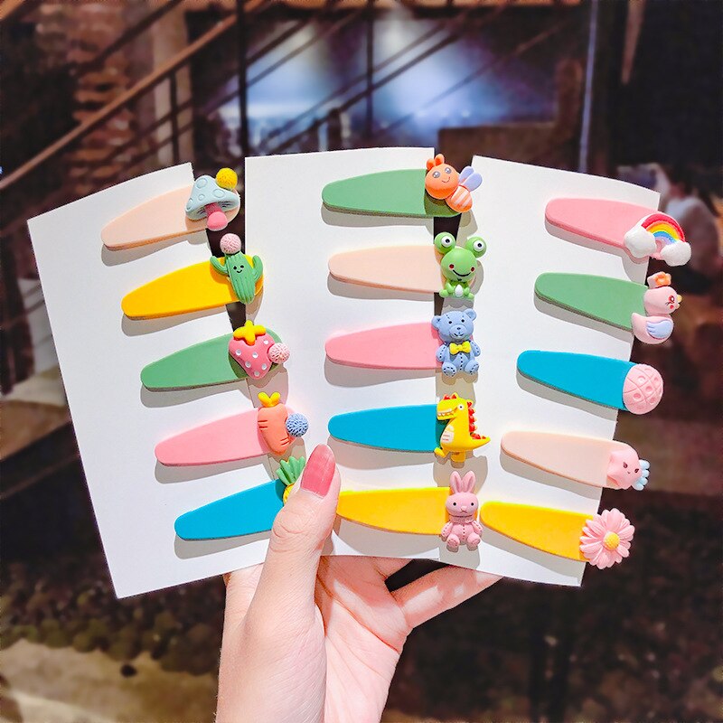 5 pieces Acrylic frosted children hairpin candy color cute animal hairpin girl baby bangs hairpin hair accessories