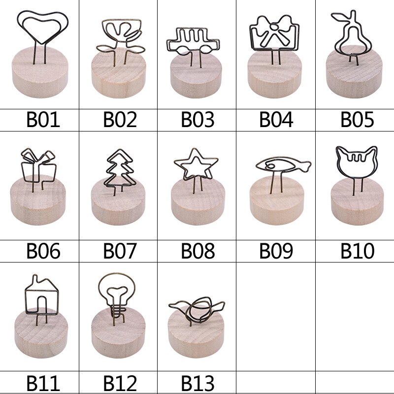 Note porte-carte Photo créative à Clip en bois, cœur en bois, étoile, arbre à fleurs, poisson, voiture, ornement de bureau de mariage