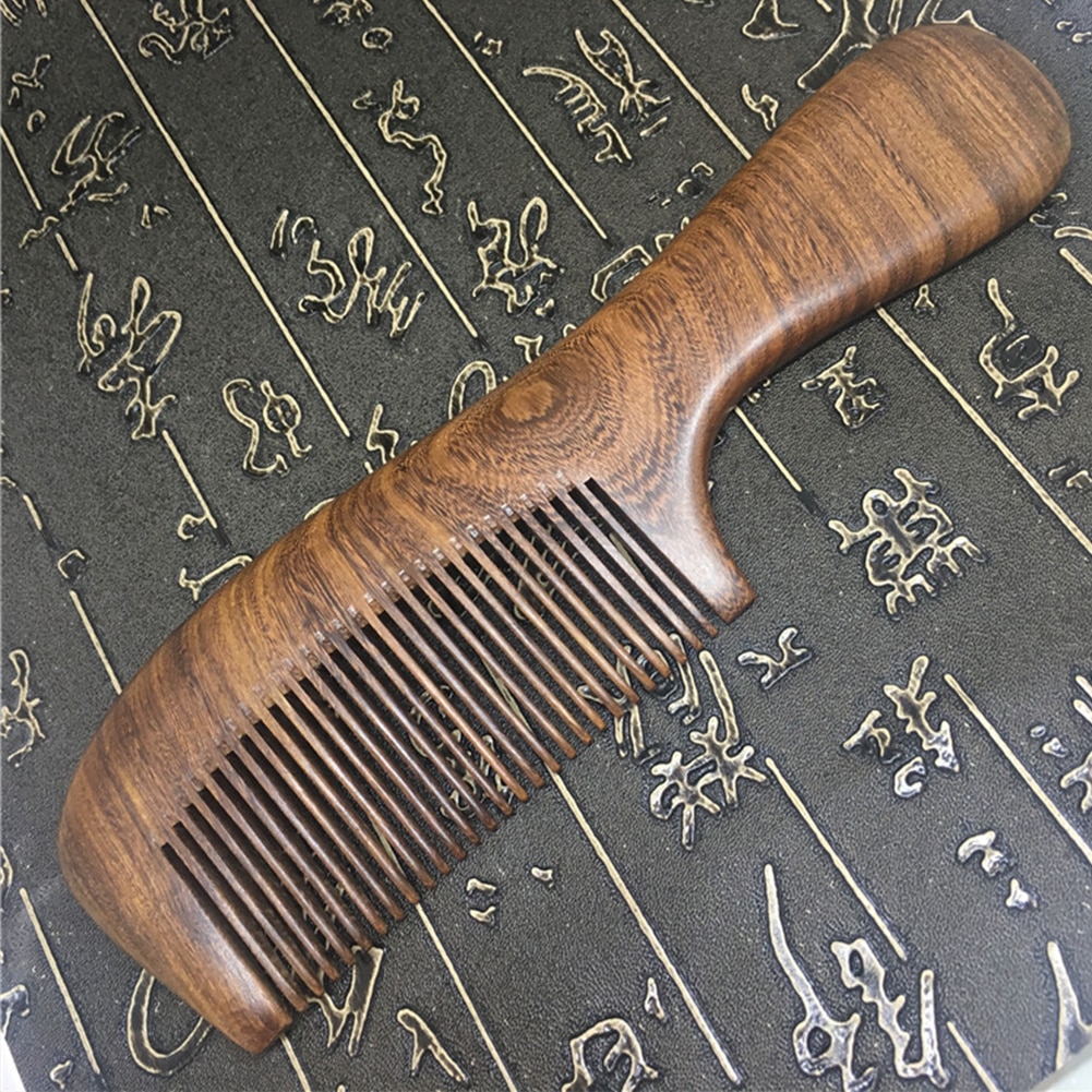 Draagbare houten kam boetiek grote groene sandelhouten kam met brede/dichte tanden, grove massagekammen, haarpeer voor vrouwen  l0725: 1