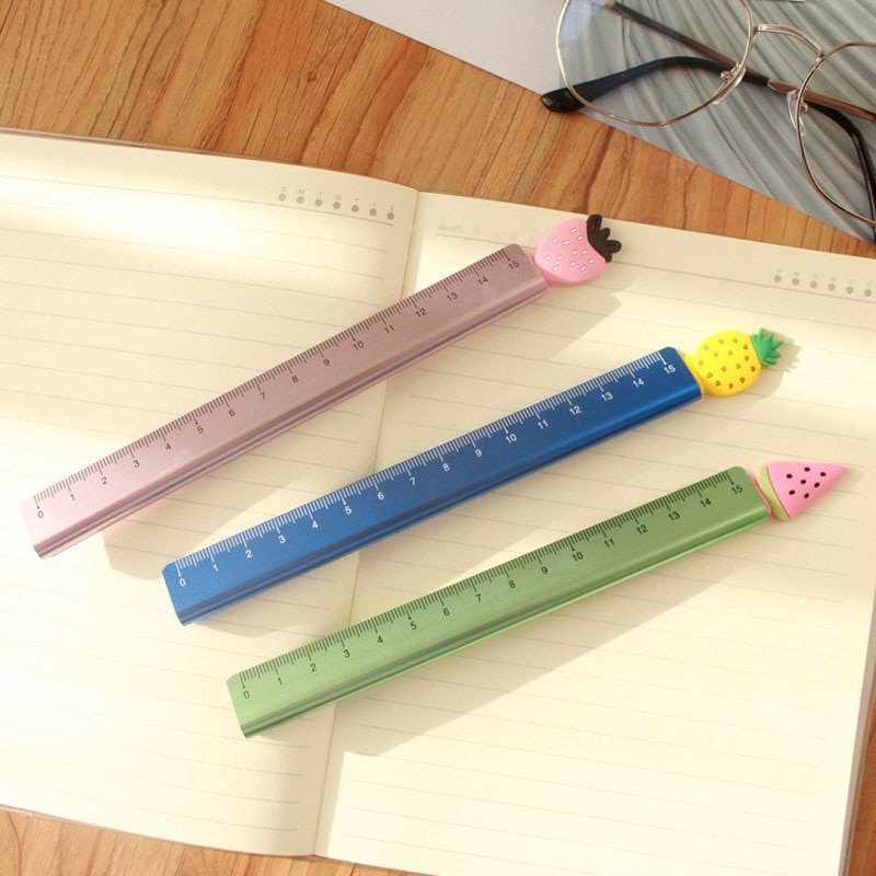 1 PC piękne truskawki ananas arbuz linijka prosta miar metalowych studium rysunek szkolne materiały papiernicze szkolne materiały biurowe