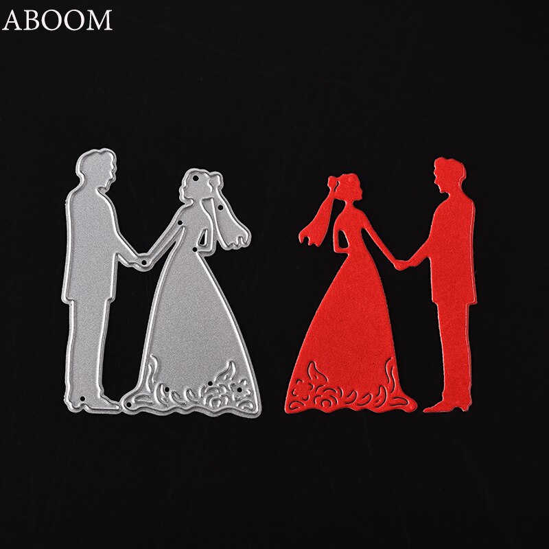 ABOOM 1PC Carbon Steel Bride Groom Lover Cutting Dies Stencils Decorative Embossing Wedding Scrapbooking Paper Cards Stencil