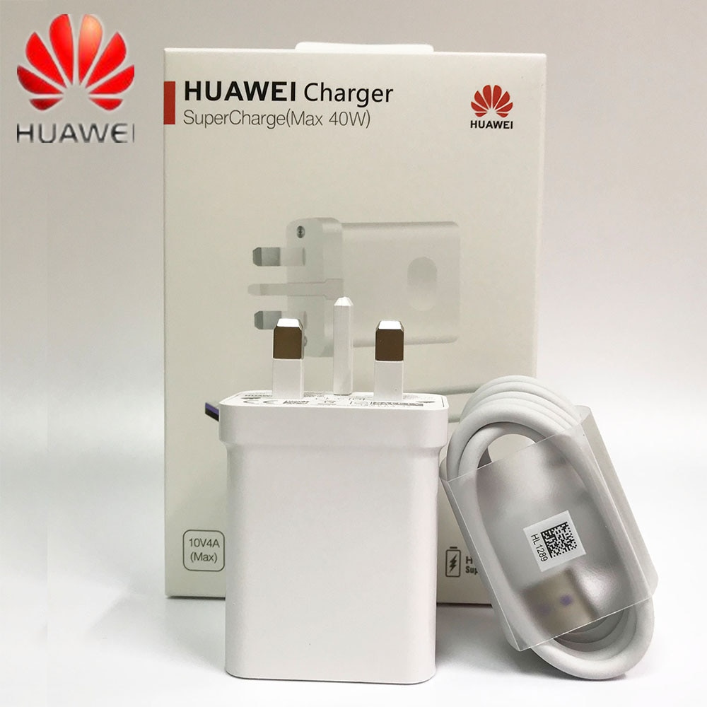 Huawei Charger 40W Original 10V4A Supercharge UK Charge adapter 5A USB type c cable for Nova 5 6 7 7 pro Mate 30 30 pro P40 pro