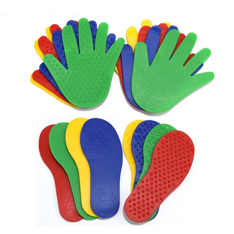 8 paires mains et pieds jeu 4 jouets de couleur pour enfants saut tapis de jeu Sport Musculation intérieur extérieur accessoires de jeu pour les enfants