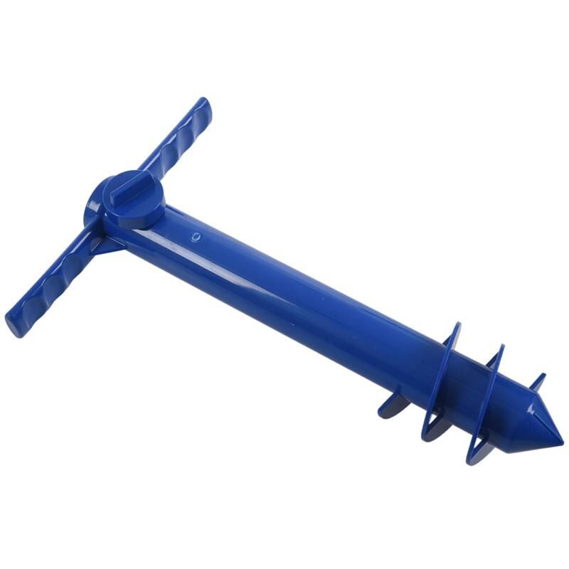 Strandparasol zandanker standaard houder 3- niveaus schroef, één maat past iedereen veilig sterke wind (blauw): Default Title