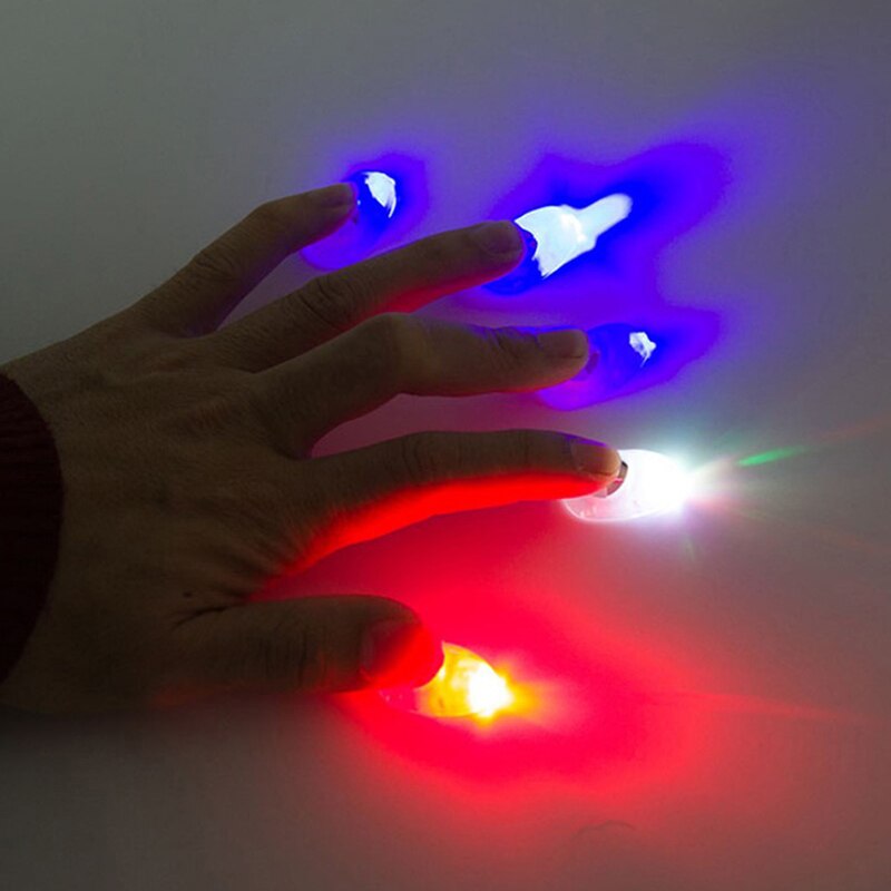 1pc Luminous Novelty Funny Magic Trick Props LED Light Flashing Fingers Kids Amazing Fantastic Glow Toys Children Decor