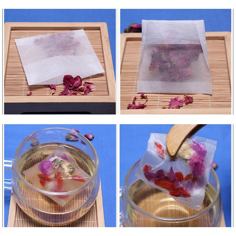 500 stuks / natuurlijke maïsvezels opvouwbare theezakjes biologisch afbreekbaar theefilter kruidentheefilterzakje 7 x 10cm