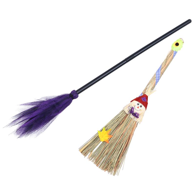 2Pcs Kids Maskerade Props Heks Bezem En Cartoon Bezem Party Ornamenten
