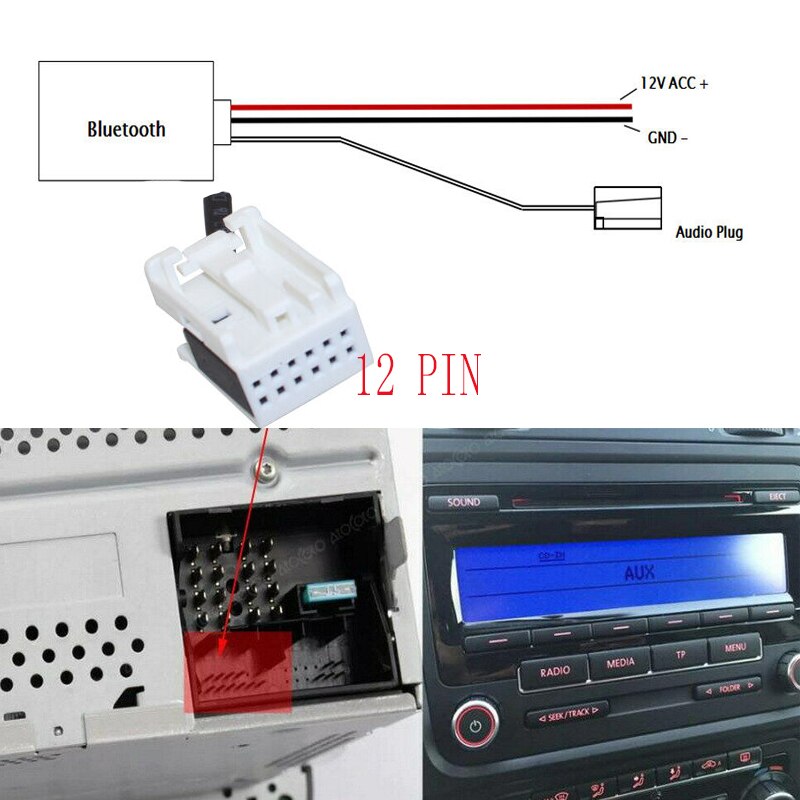 Radio AUX Adapter Bluetooth MP3 Aux-In Cable Tool For Volkswagen Radio RCD110 RCD210 RCD310 RCD510 RNS510