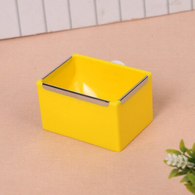 Pet Rabbit Cage Feeder Rectangular Plastic Feeding Trough Fixed In Cage For Chinchilla Food Basin Metal Edge Rabbit Accessories: Yellow