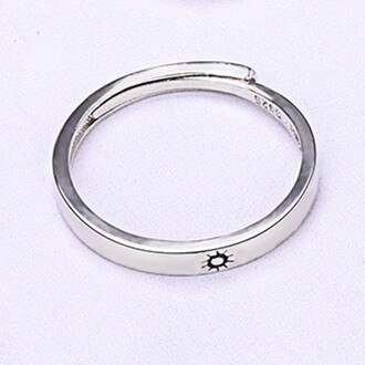 1PC Minimalistische Zilveren Kleur Zon Maan Open Ring Voor Vrouwen Mannen Liefhebbers Unieke Carving Crescent Engagement Wedding Ring Sieraden r57: Sun tai yang