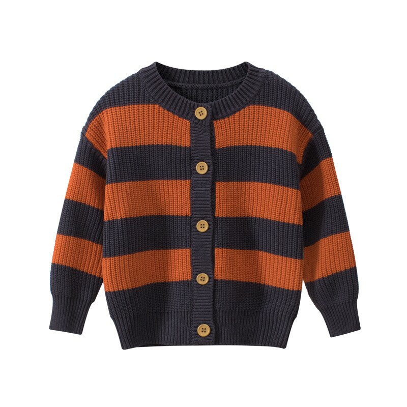 Pull à rayures pour bébé garçon, pull en coton tricoté, décontracté et ample pour enfant en bas âge, vêtements d'automne et d'hiver: Orange / 24M