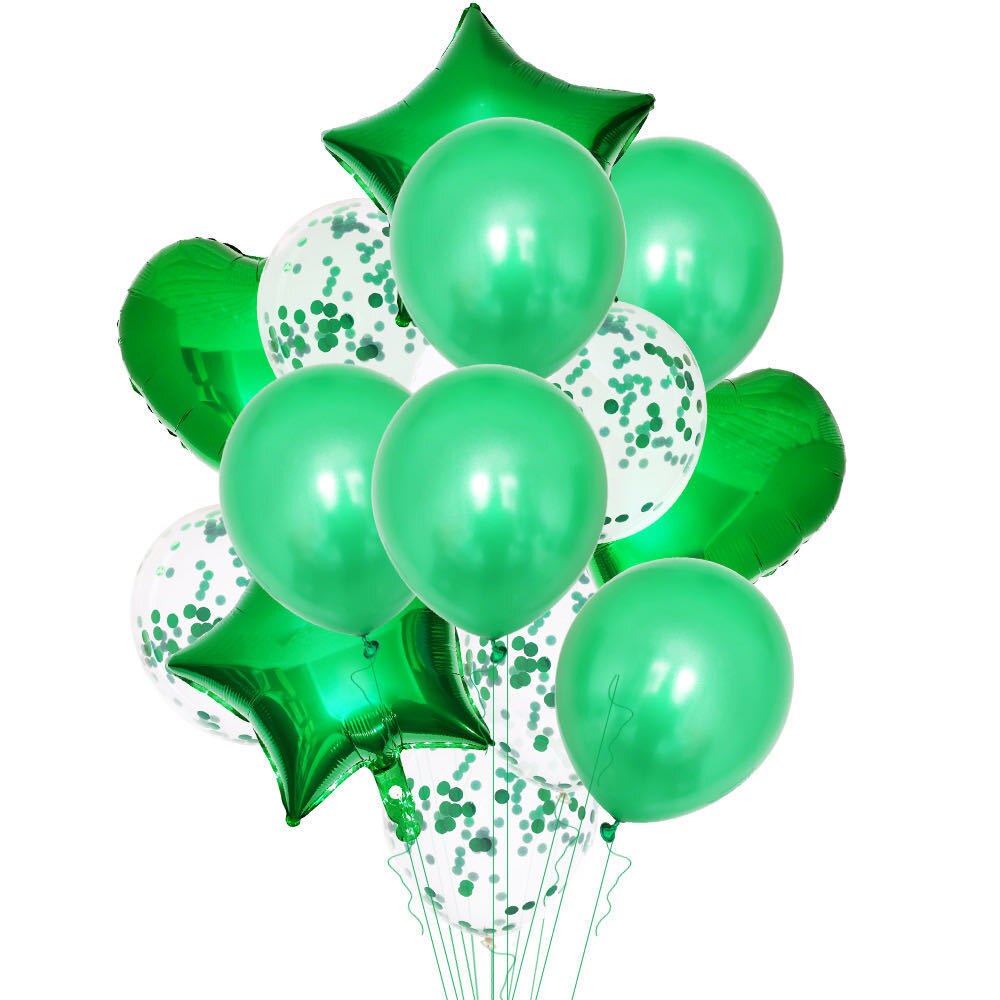14 stk/sæt 18 tommer hjerte stjerne folie balloner 12 tommer latex konfetti helium air ball globo multifarvet bryllup fødselsdagsfest forsyninger: T7