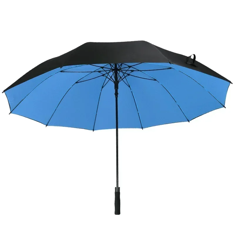 185 cm großer Golf-Regenschirm für Männer, manuell, langer Griff, beständig, UV-Schutz, Sonnenschirm, Schatten, Reise-Strandschirm, winddicht, stark: Freier Raum