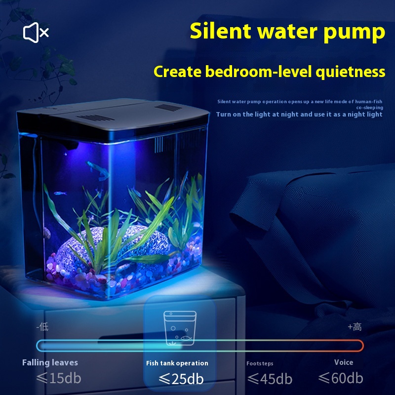Aquarium Klein Mini Aquarium Thuis Vis Aquarium Zelfcirculerend Terugfilter Met Verlichting En Golfpompen Aquarium Kits