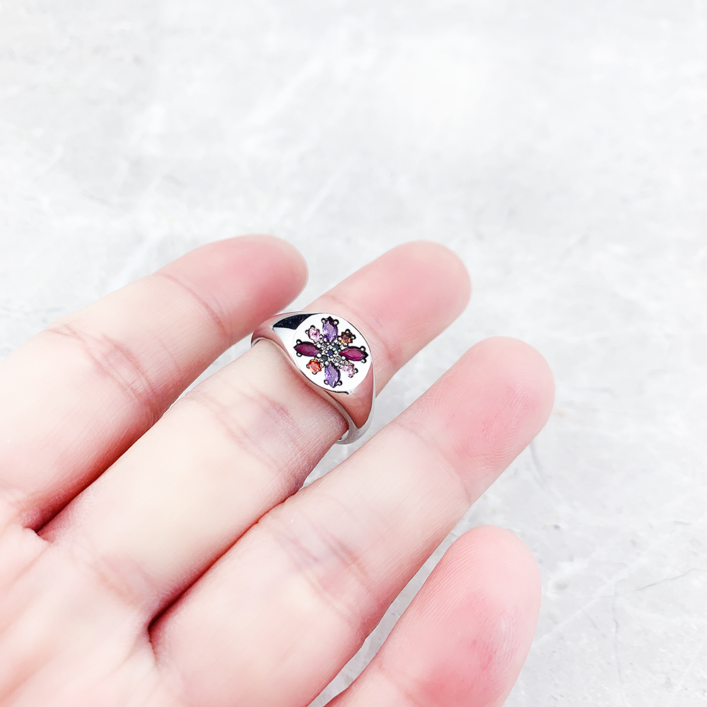 Ring Kleurrijke Stone Bloem Europa Stijl Bohemen Fijne Sieraden Voor Vrouwen Zomer Brand Pure 925 Sterling Silver