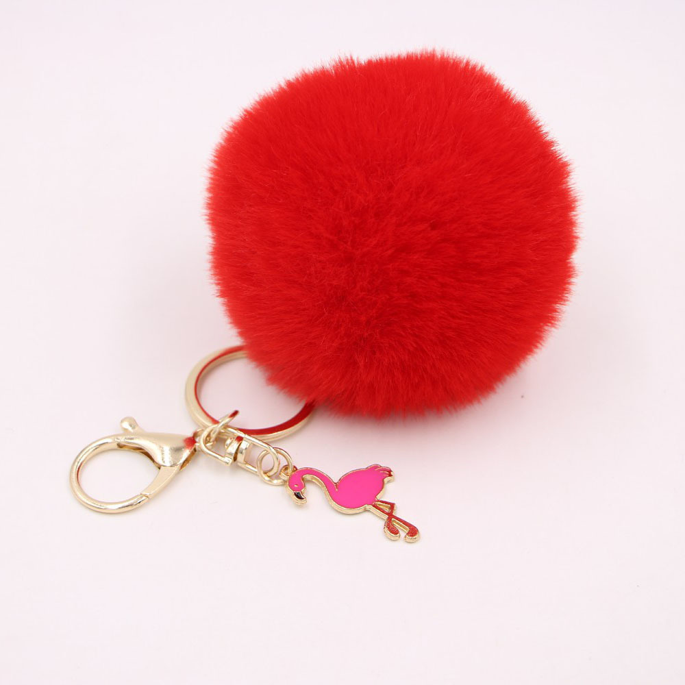 Porte-clés pompon moelleux, porte-clés flamant rose, couronne en peluche, joli porte-clés beurre en peluche, ornement pendentif pour sac à main, rose