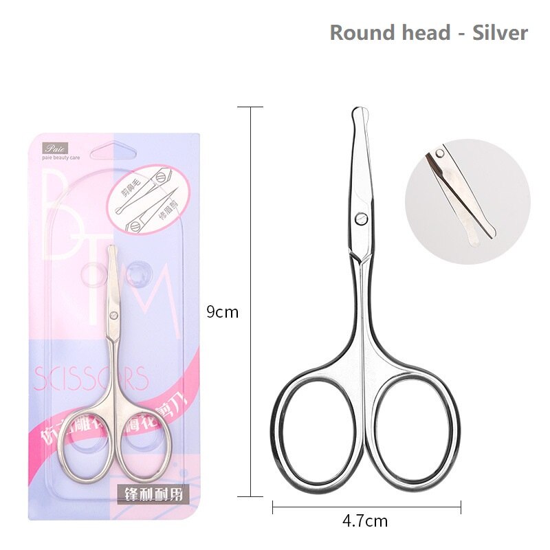 Eyebrow Trimming Tool Set, Eyebrow Clip Nose Hair Trimmer, Special for Female Beginners: Round Head Silver