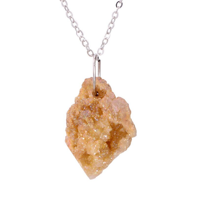 Onregelmatige Natuursteen Quartz Crystal Hangers Kettingen voor Vrouwen Drusy Druzy Zilver Kleur Chain Verklaring Ketting Sieraden: 11