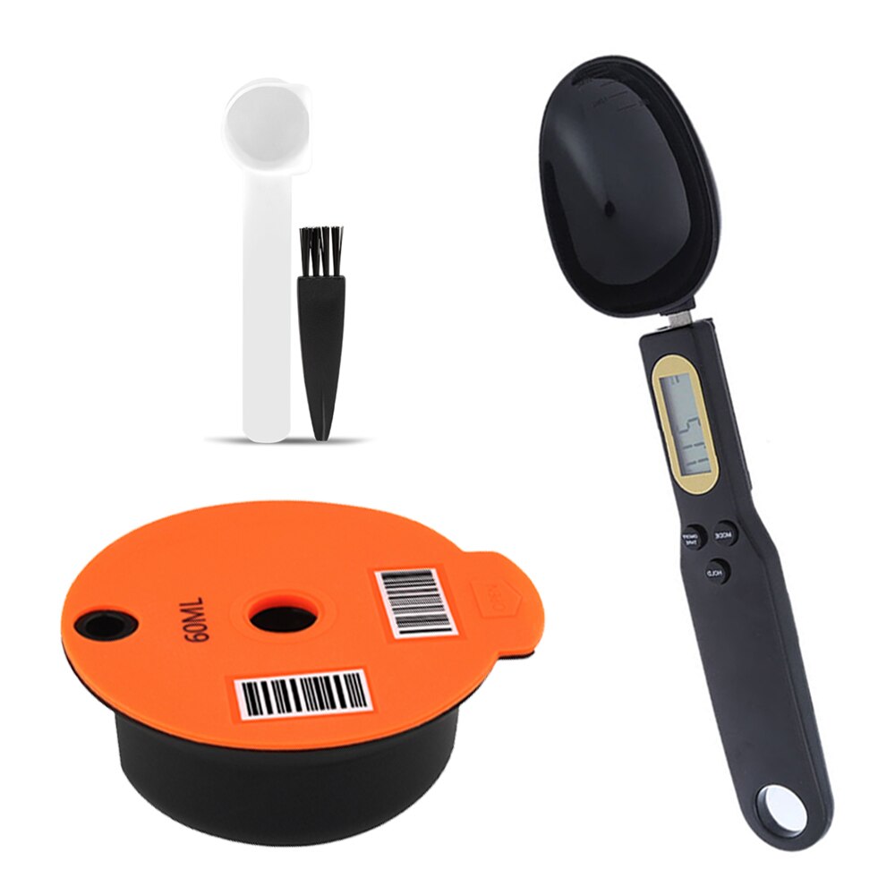 Capsules réutilisables de 60/180 ml pour machine à café, pour Bosch Tassimo gadgets de cuisine, dosette, filtre, panier, cuillère, brosse: 180ml with spoon A