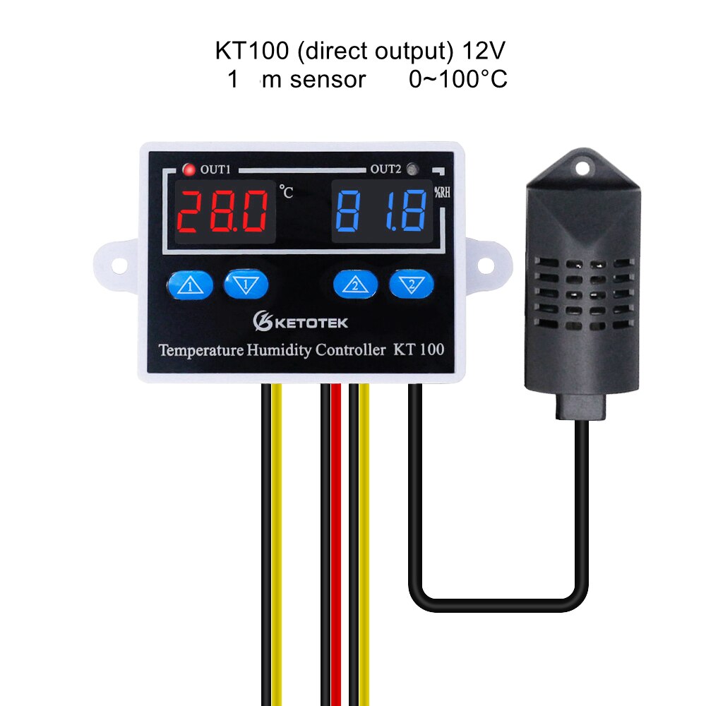 KT100 Termostato Digitale Regolatore di Umidità Uovo di Gallina Incubatrice Regolatore di Umidità di Temperatura 10A Uscita Diretta Igrometro di Controllo: 12V