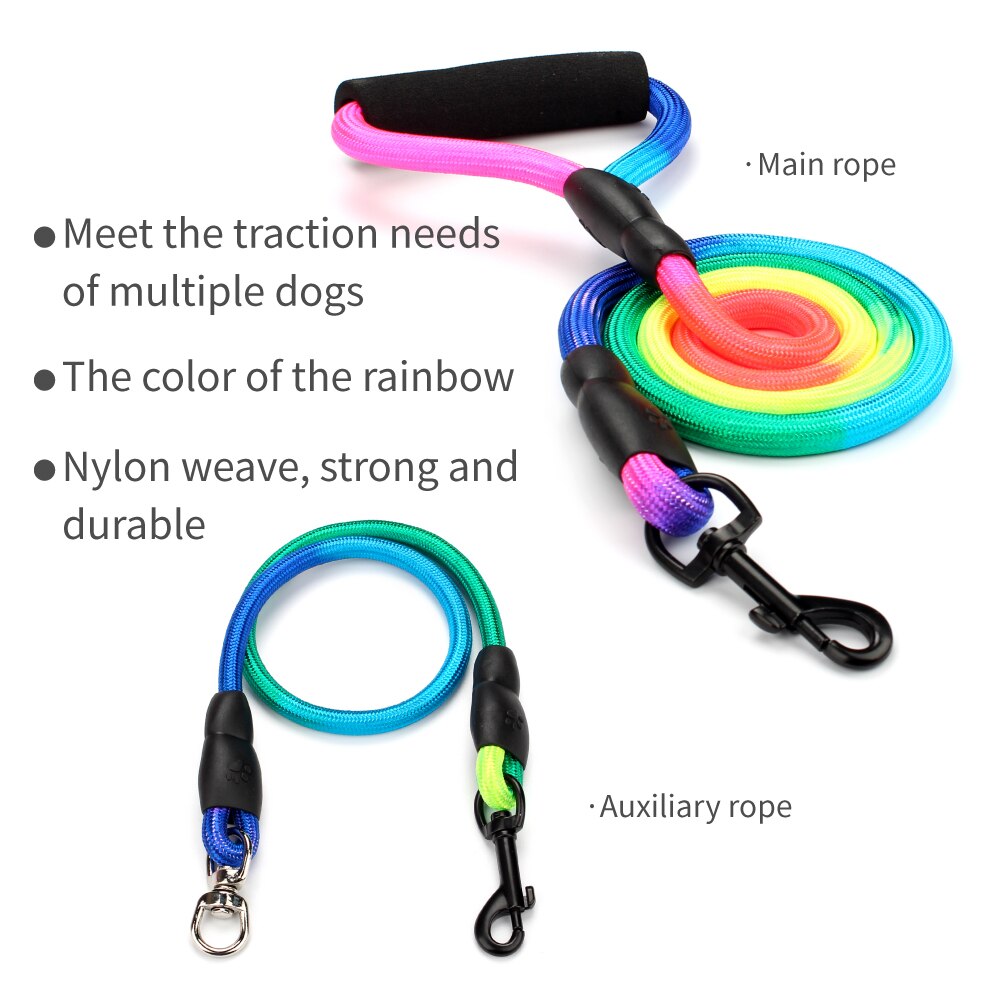Regenbogen Hunde Leine 3 in 1 Nylon mit gepolstert Griff 360 ° schwenken Keine Verwicklung für gehen und Ausbildung leinen Für Große Hund
