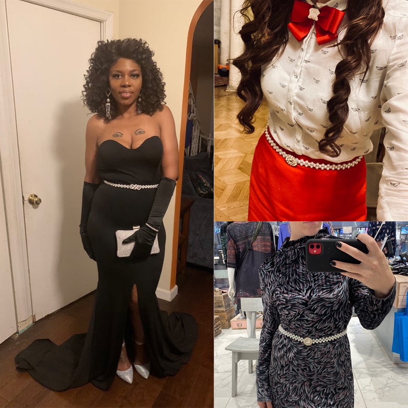 Ceinture élégante en forme de cœur et de fleur pour femme, tenue d'été avec perles, élastique, avec chaîne en cristal