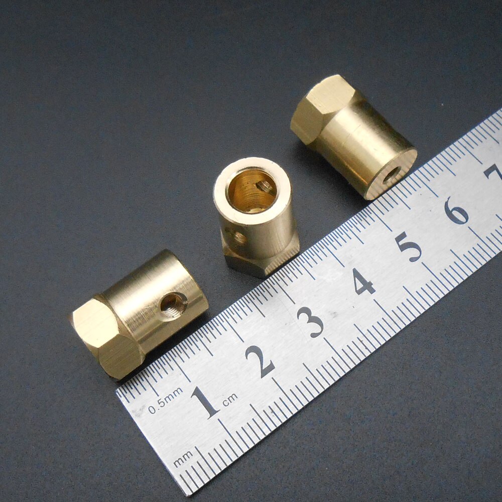 2Pcs X 12MM Hex Brass Shaft Motor Coupling Coupler 2MM 3MM 3.17MM 4MM 5MM 6MM 7MM 8MM L=18MM For Wheel Tyre DC Motor *FD895-902