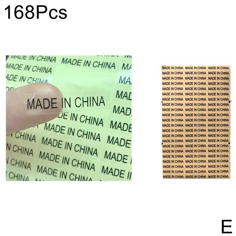 6 Soorten Made In China Stickers Zilver Label Met Zwarte Print Alfabet Land Van Herkomst Sticker Transparante Etiketten: E