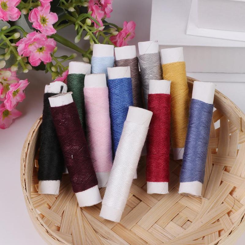 1pc 12 Spools Mixed Color Sewing Thread Polyester Thread Set Strong And Durable Sewing Threads For Hand Machines Random